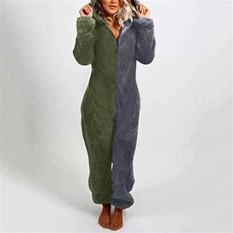 Damen Hausanzug Winter Onesie Overall Teddy Fleece Einteiler Hausanzug