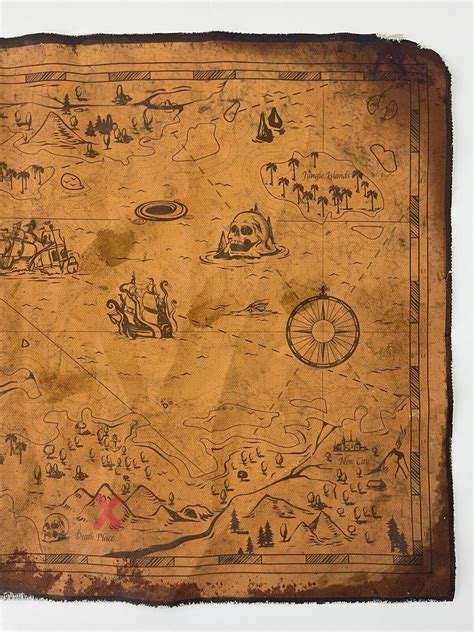 Big Treasure Map Pirate Maps Aged Reproduction Replica Art Print Canvas