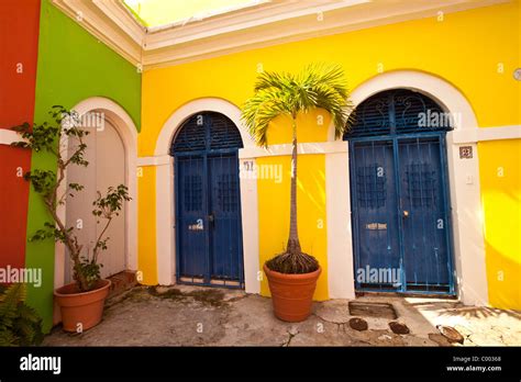 Historic Traditional Homes Along Calle Vertud Old San Juan Puerto Rico