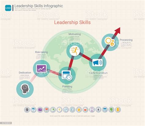 Vetores De Modelo De Infográfico De Habilidades De Liderança Com Seis Etapas Ou Opções Comunica