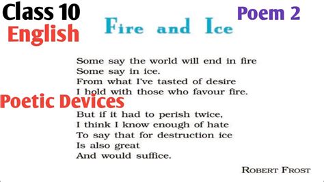 Fire And Ice Poetic Devices Class 10 English Poem 2 Youtube