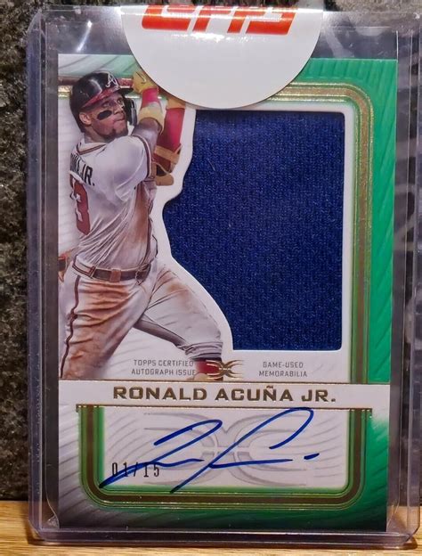 2023 Topps Definitive Ronald Acuna Jr Jumbo Relic Auto 01 15 Green