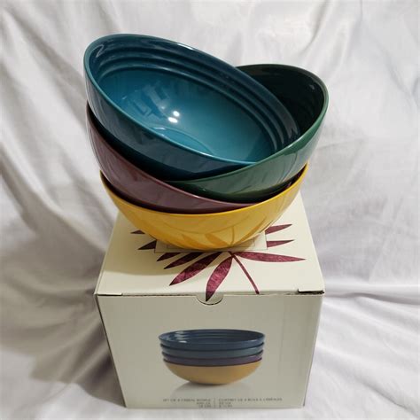 NIB Le Creuset Botanique Collection Stoneware Set Of 4 Cereal Bowls 22