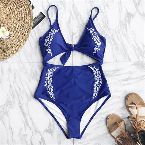 Cupshe Jasmine Blooms Embroidery One Piece Swimsuit Cutout Bikini Set