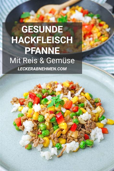 Gesunde Hackfleischpfanne Mit Reis Und Gemüse Mittag Oder Abendessen