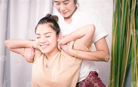 Women Is Getting Thai Massage Stretching Position Stock Image Image