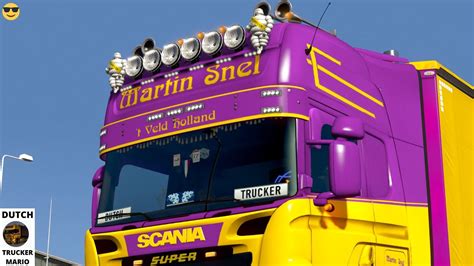 Dutch Trucker Mario Ets 2 Martin Snel Scania Rjl V8 Open Pipe Sound Youtube