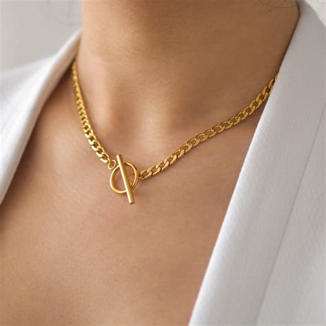 Toggle Necklace Gold Toggle Necklace Toggle Necklace Gold Etsy