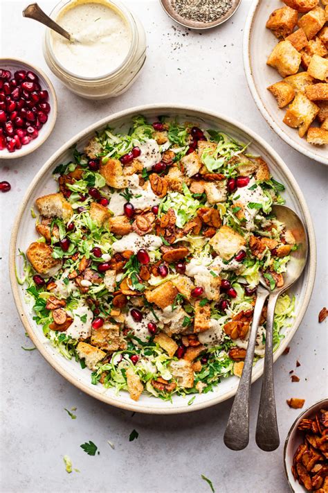 Vegan Brussels Sprouts Caesar Salad Lazy Cat Kitchen