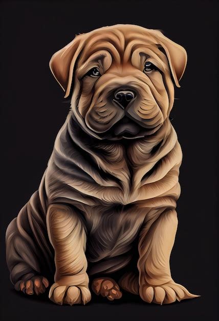 Premium Photo Chinese Shar Pei Cute Puppy Dog High Quality Print