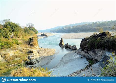 Shoreline of River Beas Himachal Pradesh India with Series of Rocks ...