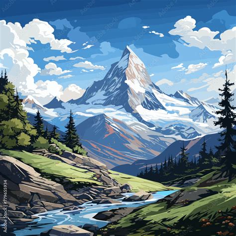 Matterhorn Hand Drawn Comic Illustration Matterhorn Vector Doodle