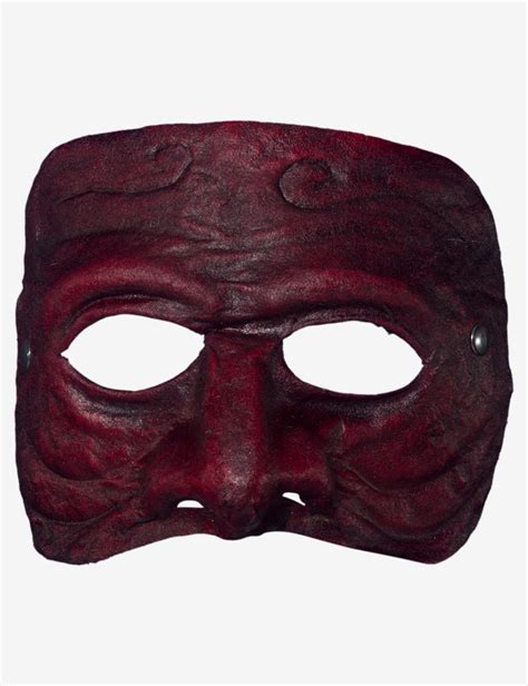 Male Red Leather Columbine Venetian Mask For Sale