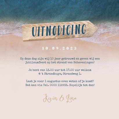 Uitnodiging Jubileumfeest Strand Zee Schelp Kaartje2go