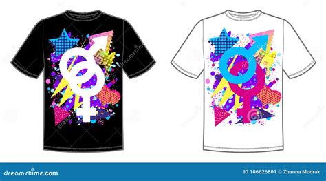 Vector Print For T Shirt With Bright Pride Lgbt Rainbow Color Male And