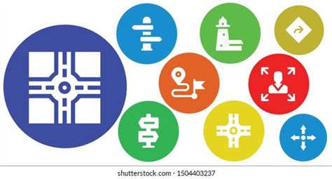 Pathway Icon Set Filled Pathway Stock Vector Royalty Free