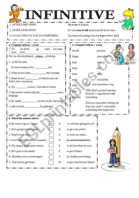 Infinitive Esl Worksheet By Pfeltham