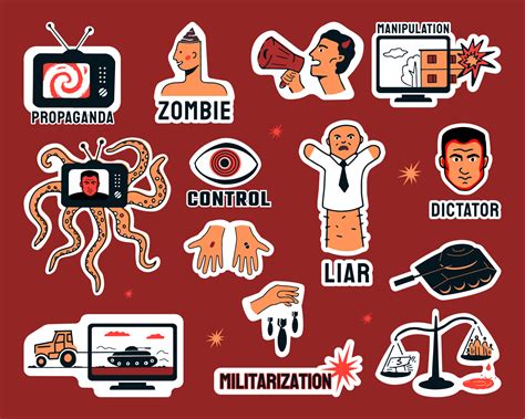 A Set Of Stickers Symbols Of The Totalitarian Regime Propaganda