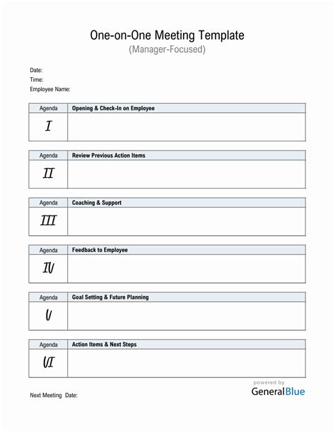 1 On 1 Meeting With Manager Template Excel