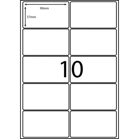 10 Labels Per Sheet Template