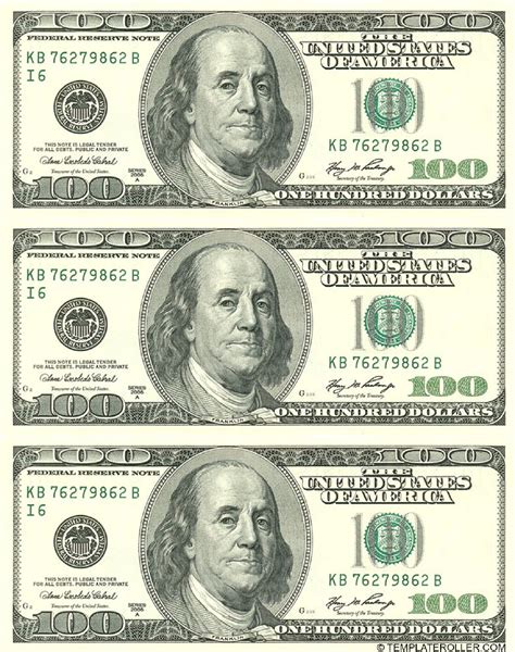 100 Dollar Bills Printable