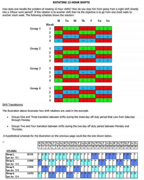 12 Hour Work Schedule Template