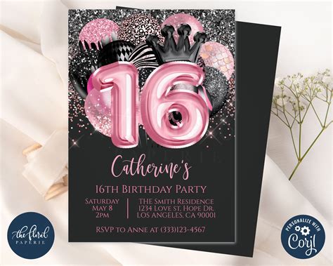 16th Birthday Invitation Templates Free