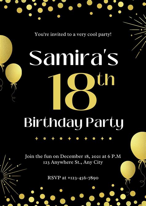18th Birthday Invitation Templates Printable Free