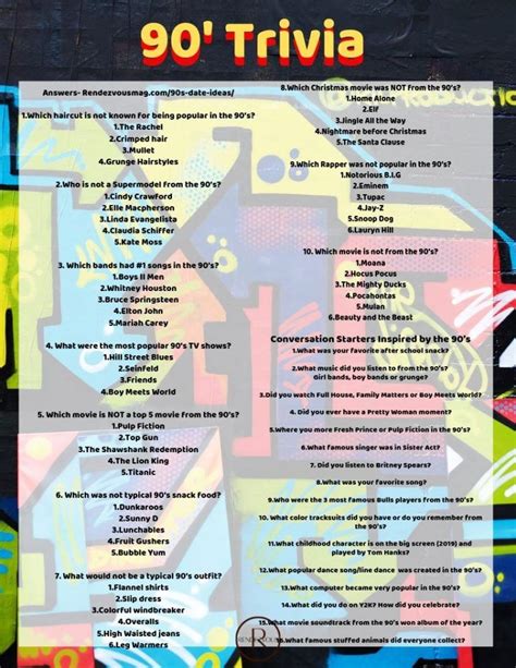 1990 Trivia Questions And Answers Printable