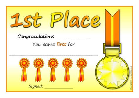 1st 2nd 3rd Place Certificates Printable