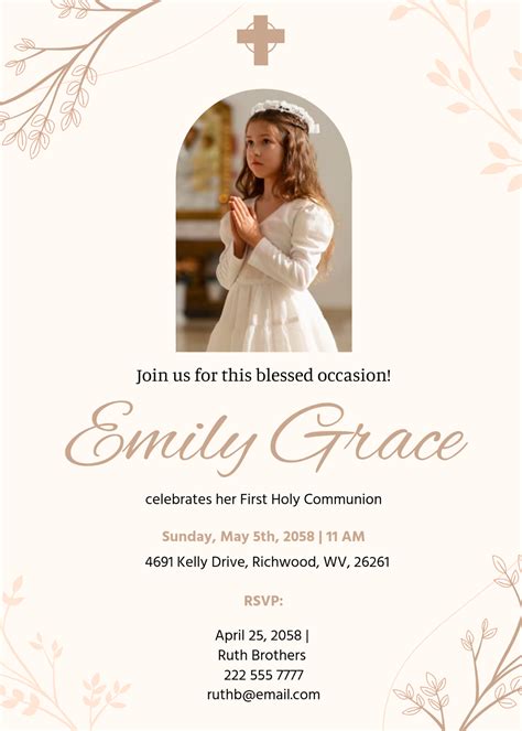 1st Communion Invitation Templates Free