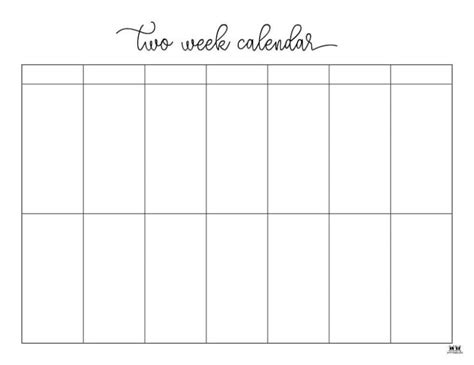 2 Week Calendar Free Printable