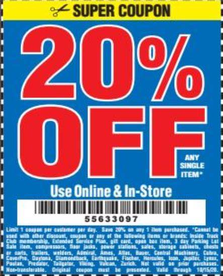 20 Off Harbor Freight Coupons Printable