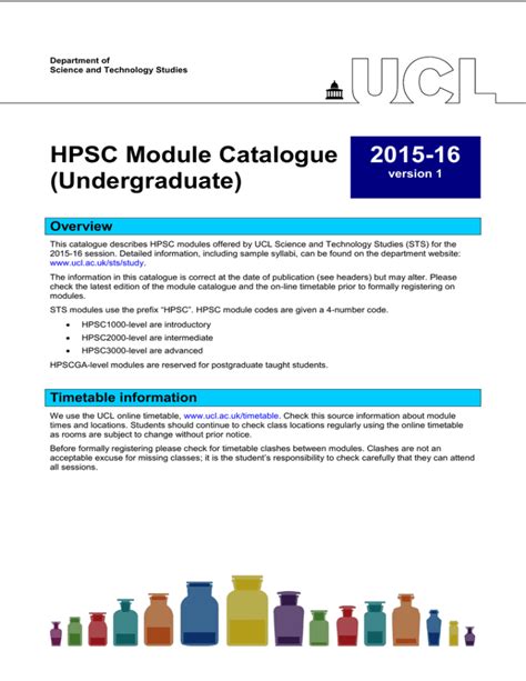 2015 16 Undergraduate Module Catalogue