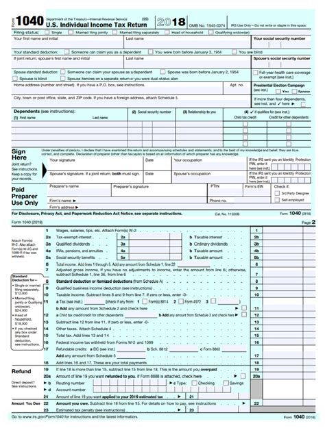 2018 Tax Forms 1040 Printable
