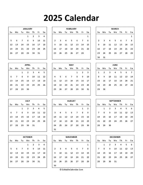 2025 Free Printable Calendars