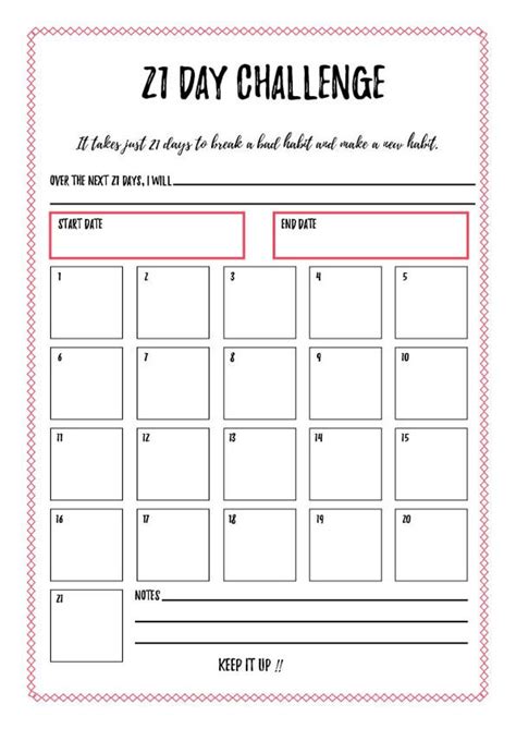 21 Day Challenge Printable