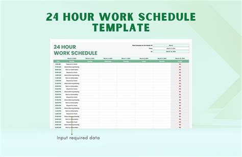 24 Hour Work Schedule Template