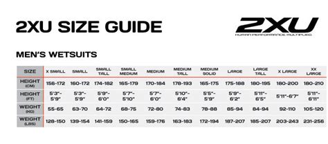 2xu Wetsuit Size Chart