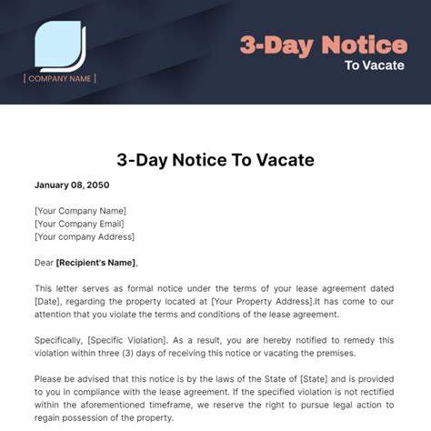 3 Day Notice To Vacate Template