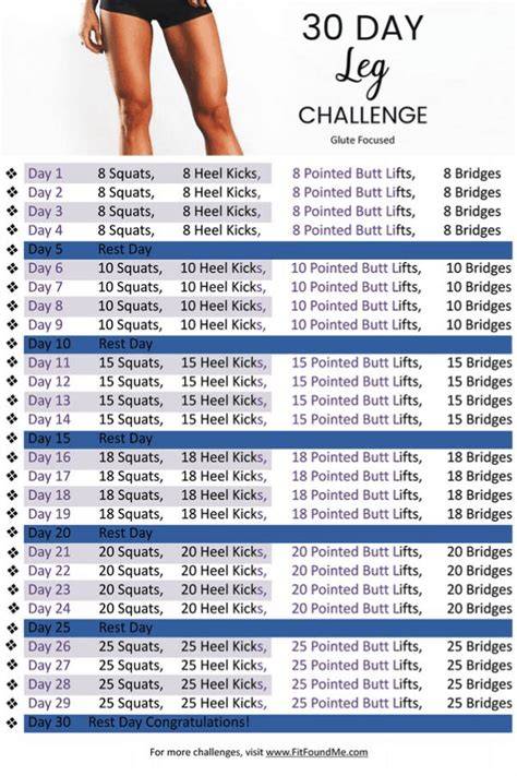 30 Day Leg Raise Challenge Printable Calendar