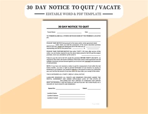 30 Day Notice To Quit Template