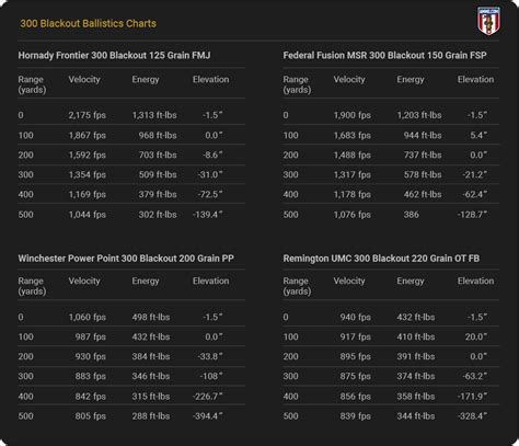300 Blackout Ballistics Chart