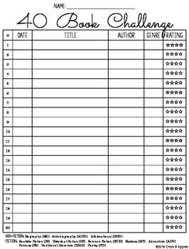 40 Book Challenge Printable
