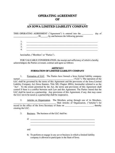50/50 Llc Operating Agreement Template