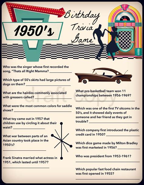 50s And 60s Trivia Questions And Answers Printable