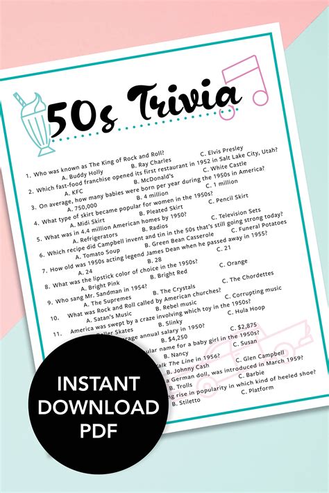 50s Music Trivia Questions And Answers Printable