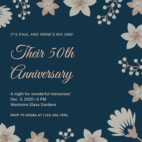 50th Anniversary Invitations Templates