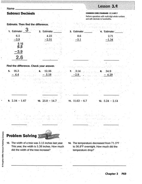 5th Grade Chapter One Go Math Pg 41 Printable Sheets