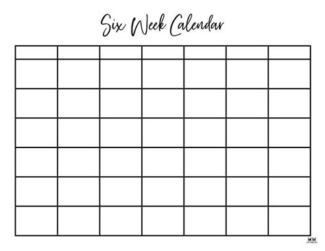 6 Week Printable Calendar